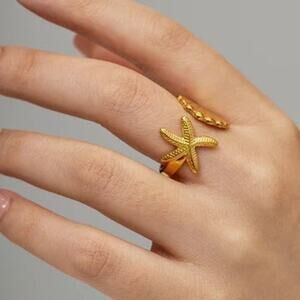 Casual Beach Classic Style Starfish and Shell ring - Waterproof